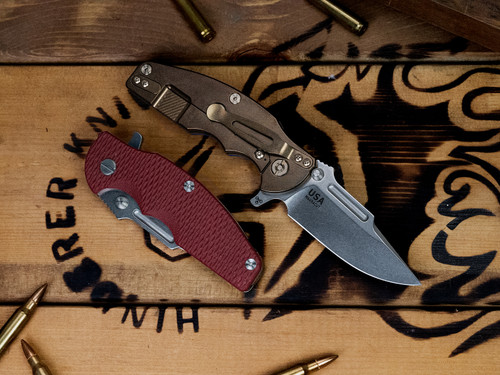Jurassic-Frontier Clip Point-Magnacut-Stonewash Bronze-G10