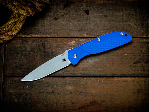 Firetac Spanto-Assembly Special-20CV-Bead Blast Green/Gold-Blue G10-Scale Side