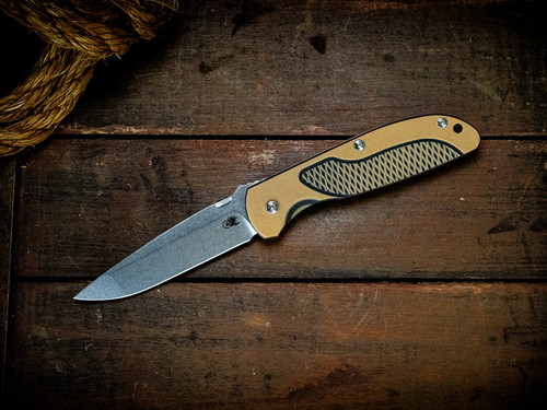Firetac Spanto-Assembly Special-20CV-Stonewash Bronze-Coyote/Black G10-Scale Side