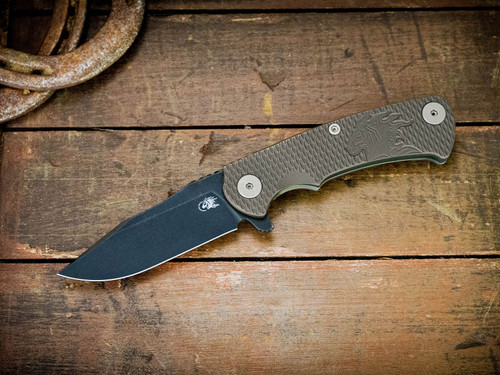 Project X-Clip Point-Magnacut-Battle Black-Battle Bronze-Titanium Horsehead Scale-Working Finish Hardware-Scale Side