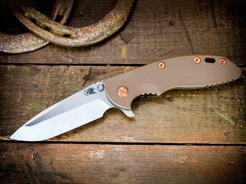 XM-18 3.5"-20CV-Two Tone-Bead Blast Bronze-Smooth Coyote G10-Copper Hardware-Scale Side
