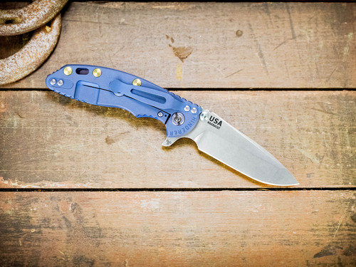 XM-18 3.25" Spanto-Magnacut-Stonewash Blade-Battle Blue-Blue G10-Titanium Hardware-Lockside