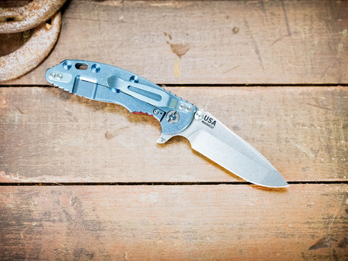 XM-18 3.25" Spanto-Magnacut-Stonewash Light Blue-Red G10-Titanium Hardware-Lockside