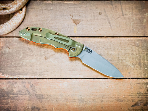 XM-18 3.25" Spanto Non Flipper-Magnacut-Battle Green-Orange G10- Titanium Hardware-Lockside