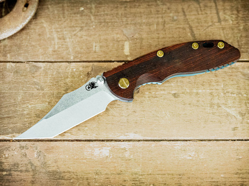 XM-18 3.5"-Magnacut-Aggressor Non Flipper Two Tone-Special Battle Finish-Cocobolo-Brass Hardware-Scale Side