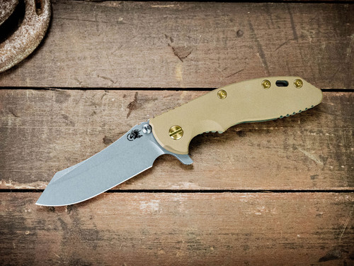 XM-18 3.5"-S45VN Skinner-Special Battle Finish-Smooth Coyote G10-Brass Hardware-Scale Side