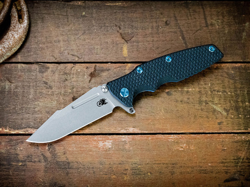 Eklipse 3.5" Skinny Fullered Harpoon Spearpoint-Magnacut-Battle Purple-Black G10-Titanium Hardware-Scale Side