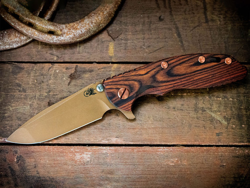 XM-18 3.5"-20CV-Spanto-Oil Rub Bronze Blade-Battle Black-Cocobolo Scale-Copper Hardware-Scale Side