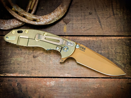 XM-18 3.5"-20CV-Spanto-Oil Rub Bronze Blade-Stonewash Rose Gold-Translucent Green G10-Brass Hardware-Lockside