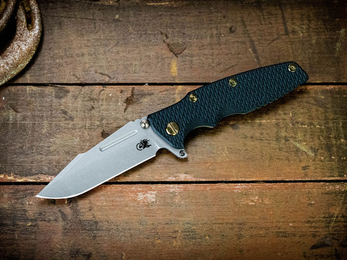 Eklipse 3.5" Skinny Fullered Harpoon Spanto-Magnacut-Special Battle Finish-Black G10-Titanium Hardware-Scale Side