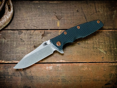 Eklipse 3.5"-Spearpoint-S45VN-Battle Black Titanium Scale-Stonewash Blade-Copper Hardware-Scale Side