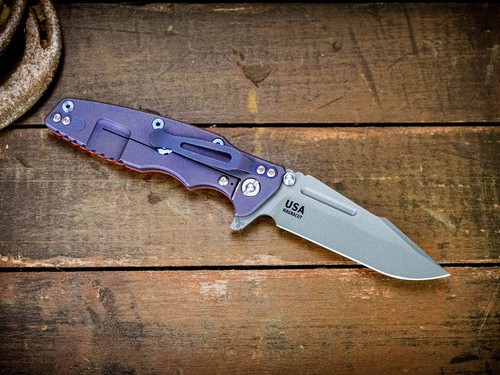 Eklipse 3.5" Skinny Fullered Harpoon Spanto-Magnacut-Battle Purple-Orange G10-Titanium Hardware-Lockside