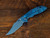 XM-18 3.5" Non-Flipper Bowie-S45VN-Working Finish Blue-Translucent Green G10-Purple Hardware-Left Handed
