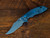 XM-18 3.5" Non-Flipper Bowie-S45VN-Working Finish Blue-Translucent Green G10-Blue Ti Hardware-Left Handed