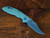 XM-18 3.5" Non-Flipper Bowie-S45VN-Stonewash Blue-Translucent Green G10-Blue Ti Hardware-Left Handed
