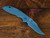 XM-18 3.5" Non-Flipper Bowie-S45VN-Stonewash Light Blue-Grey G10-Blue Ti Hardware-Left Handed