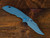 XM-18 3.5" Non-Flipper Bowie-S45VN-Working Finish Blue-Grey G10-Blue Ti Hardware-Left Handed