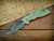 XM-18 3.5"-Non Flipper-Bowie-Stonewash Blue Textured-Smooth Translucent Green G10-Brass Hardware