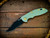 Assembly Special-XM-18 3.5"-Non Flipper-Bowie-Battle Black Blade-Stonewash Blue-Translucent Green G10-Brass Hardware-Scale SIde