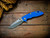 Assembly Special-XM-18 3.5"-20CV-Spanto-Working Finish Two Tone-Stonewash Blue/Gold-Blue G10-Brass Hardware-Scale Side