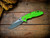 XM-18 3.5"-20CV-Slicer-Hollow Ground-Two Tone Blade-Working Finish-Lime Green G10-Copper Hardware