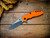 Assembly Special-XM-18 3.5"-20CV-Slicer-Hollow Ground-Two Tone Blade-Textured Stonewash Purple-Orange G10-Black Nitride/Aluminum Standoffs Eklipse Hardware-Scale Side
