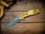 XM-18 3.5"-20CV-Slicer-Hollow Ground-Working Finish Two Tone Blade-Stonewash Green/Gold-Brass Milled Horsehead/Brass Hardware