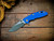 XM-18 3.5"-20CV-Slicer-Hollow Ground-Working Finish Two Tone-Stonewash Blue/Bronze-Smooth Blue G10-Brass Hardware
