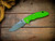 Assembly Special-XM-18 3.5"-20CV-Slicer-Hollow Ground-Working Finish Two Tone-Stonewash Light Blue-Lime Green G10-Brass Hardware-Scale Side
