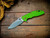 XM-18 3.5"-20CV-Slicer-Hollow Ground-Two Tone-Bead Blast Blue-Lime Green G10-Brass Hardware