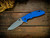 XM-18 3.5"-20CV-Spanto-Battle Bronze-Blue G10-Battle Blue Titanium Hardware-Scale Side