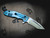 Rick Hinderer Custom - AUCTION - XM-18 3.5 - Hellfire - Stonewash Blue - Custom Hand Textured Clip, Tab and Backspacer - Wood Resin Scale
