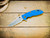 XM-18 3.25" Spanto-Magnacut-Stonewash Blade-Battle Blue-Blue G10-Titanium Hardware-Scale Side