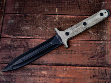 Rick Hinderer Knives "EK" Dagger-Hollow Ground-CPM 3V DLC Black-OD Green Micarta