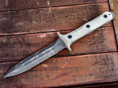 Rick Hinderer Knives "EK" Dagger-Battle Field Pickup-BPU376-Hollow Ground-CPM 3V-OD Green Micarta
