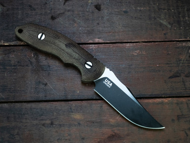 Rick Hinderer Reserve Line - Emmett - Two Tone - Brown Micarta - Polished Black Nitride Hardware