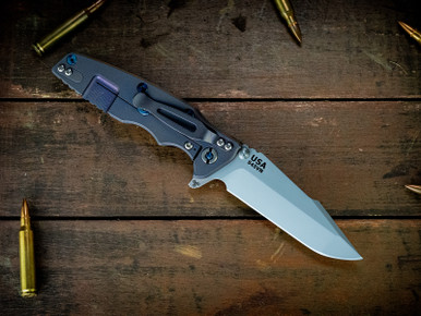 Eklipse-S45VN-Harpoon Spanto-Bead Blast Purple-Textured Black Micarta-Blue Ti Hardware