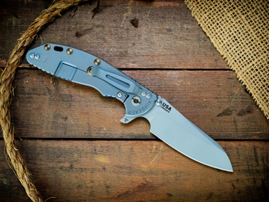 XM-24 Sheepsfoot-CPM20CV-Bead Blast Blue-Blue G10-Bronze Ti Hardware