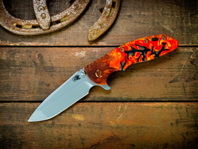 XM-18 3.5" Spanto-S45VN-Bead Blast Green/Gold-Wood/Resin-Copper/Red Standoffs
