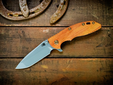 XM-18 3.5" Spanto-S45VN-Bead Blast Blue-Pau Amarello-Brass/Orange Aluminum Hardware