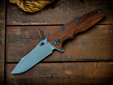 Eklipse-S45VN-Slicer Hollow Ground-Bead Blast Green/Gold-Walnut-Bead Blast Light Blue Ti Hardware
