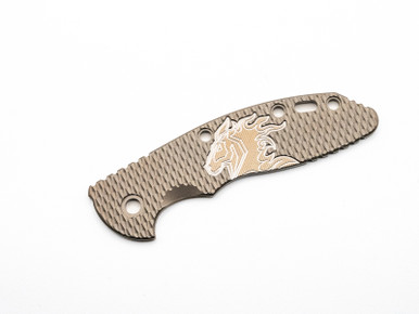 3.5" XM18 Titanium Scale-Milled Horse Head Logo-Textured-Bead Blast Bronze-Silver/Bronze