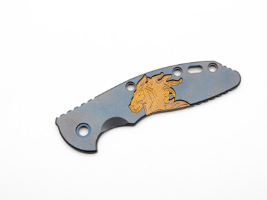 3.5" XM18 Titanium Scale-Milled Horse Head Logo-Smooth-Bead Blast Blue-Bronze/Bronze