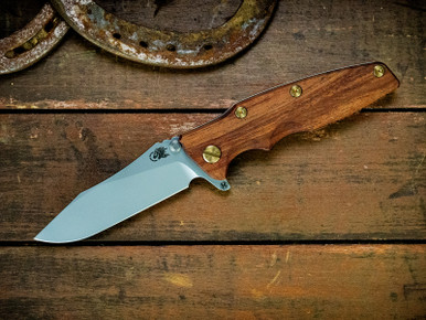 Eklipse-S45VN-Slicer Hollow Ground-Bead Blast Green-Koa-Brass Hardware