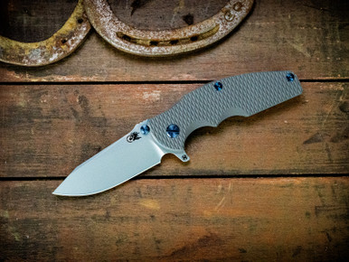 Jurassic-Slicer Hollow Ground-Magnacut-Bead Blast-Grey G10-Blue Ti Hardware/TS