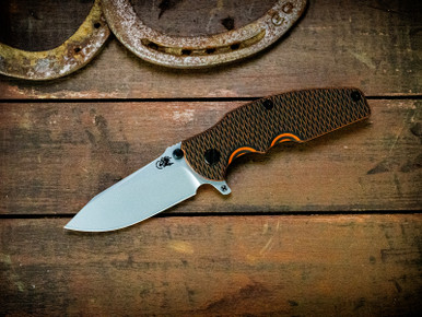 Jurassic-Slicer Hollow Ground-Magnacut-Bead Blast Bronze-Orange/Black G10-Black Nitride Hardware