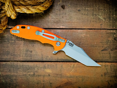 XM-18 3.5" Aggressor-Magnacut-Bead Blast Green Liner Lock-Orange G10-Bead Blast Hardware-Aluminum Standoffs