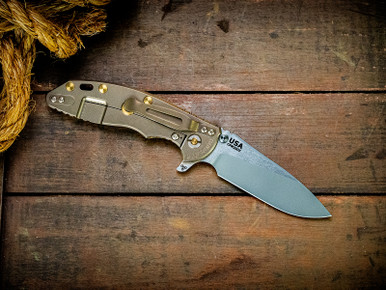 XM-18 3.5"-20CV-Slicer-Hollow Ground-Two Tone-Bead Blast Bronze-Smooth Coyote G10-Brass Hardware/Ti Standoffs