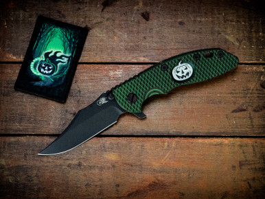 XM-18 3.5" Bowie-Magnacut-Headless Horseman Battle Black-Dark Green/Black G10 - WITH  PATCH
