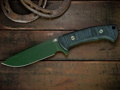The Ranch-Spearpoint-Cerakote Highland Green-CPM 3V-Black Micarta-Battle Green Ti Hardware